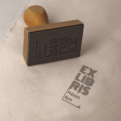 Tampon Ex-libris lignes rétros