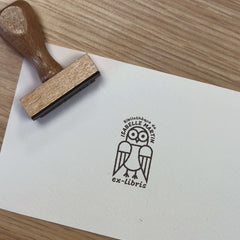 Tampon Ex-libris hibou géométrique