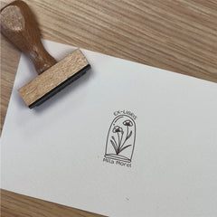 Tampon Ex-libris fleurs sous verre