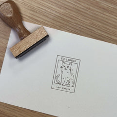 Tampon Ex-libris chat encadré