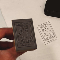 Tampon Ex-libris chat encadré