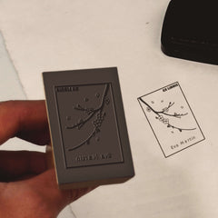 Tampon Ex-libris branche fleurie