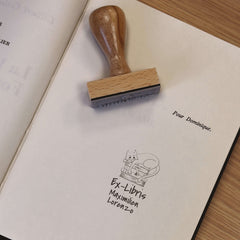 Tampon Ex-libris chat sur livres
