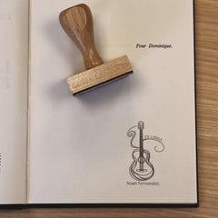 Tampon Ex-libris guitare au fil