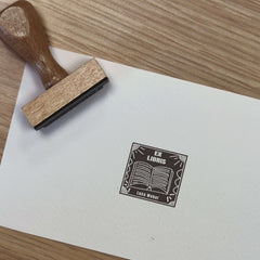 Tampon Ex-libris livre blanc sur noir