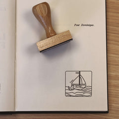 Tampon Ex-libris chat dans l'eau