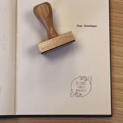 Tampon Ex-libris ornements cercle roses